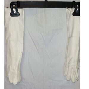 Women’s Long White Vintage Leather Dress Gloves Size Small Elegant Formal